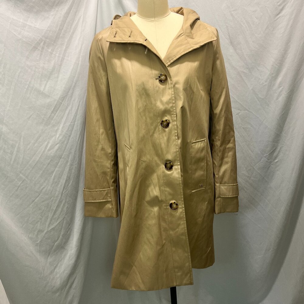 Water Resistant A-line Trench Coat In Khaki Calvin Klien Medium